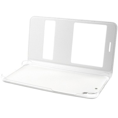 Huawei Y6 II (Huawei Y6 2) baltas odinis atverčiamas „Smart Window“ dėklas su langeliu / Priedai.lt