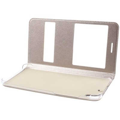 Huawei Y6 II (Huawei Y6 2) zelta atvēramais „Smart Window“ ādas maciņš / Vacins.lv