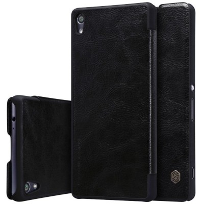 Greznais „Nillkin“ Qin sērijas ādas atvērams melns Sony Xperia XA Ultra (F3212, F3216) maciņš (maks) / Vacins.lv