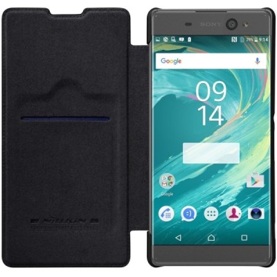 Prabangus „Nillkin“ Qin serijos juodas odinis atverčiamas Sony Xperia XA Ultra (F3212, F3216) dėklas / Priedai.lt
