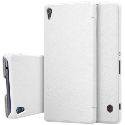 Greznais „Nillkin“ Qin sērijas ādas atvērams balts Sony Xperia XA Ultra (F3212, F3216) maciņš (maks) / Vacins.lv