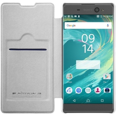 Greznais „Nillkin“ Qin sērijas ādas atvērams balts Sony Xperia XA Ultra (F3212, F3216) maciņš (maks) / Vacins.lv