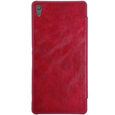 Greznais „Nillkin“ Qin sērijas ādas atvērams sarkans Sony Xperia XA Ultra (F3212, F3216) maciņš (maks) / Vacins.lv