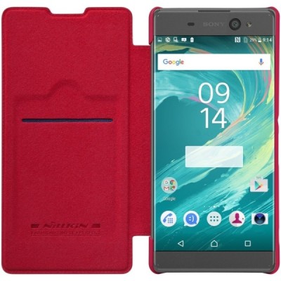 Greznais „Nillkin“ Qin sērijas ādas atvērams sarkans Sony Xperia XA Ultra (F3212, F3216) maciņš (maks) / Vacins.lv