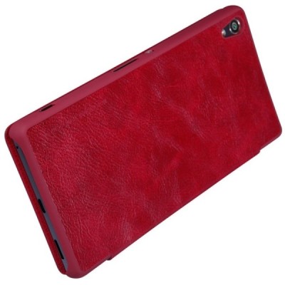 Greznais „Nillkin“ Qin sērijas ādas atvērams sarkans Sony Xperia XA Ultra (F3212, F3216) maciņš (maks) / Vacins.lv