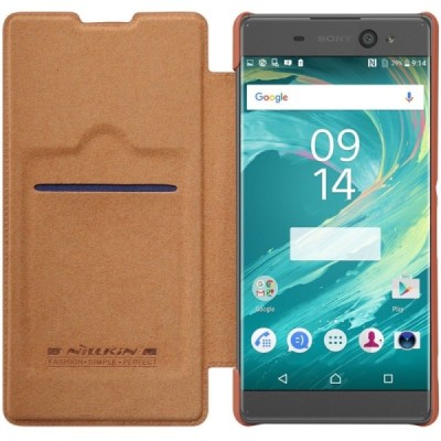 Greznais „Nillkin“ Qin sērijas ādas atvērams brūns Sony Xperia XA Ultra (F3212, F3216) maciņš (maks) / Vacins.lv