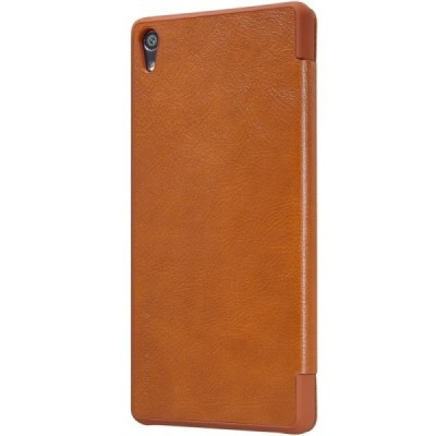 Greznais „Nillkin“ Qin sērijas ādas atvērams brūns Sony Xperia XA Ultra (F3212, F3216) maciņš (maks) / Vacins.lv