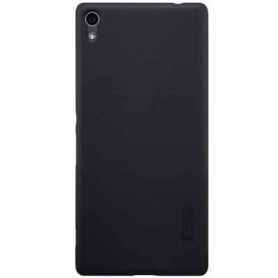 Sony Xperia XA Ultra (F3212, F3216) Nillkin Frosted Shield melns plastmasas futrālis + ekrāna aizsargplēve / Vacins.lv