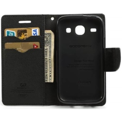 „Mercury“ Samsung Galaxy Core (i8260, i8262) juodas odinis atverčiamas dėklas - piniginė / Priedai.lt