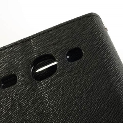 „Mercury“ Samsung Galaxy Core (i8260, i8262) juodas odinis atverčiamas dėklas - piniginė / Priedai.lt