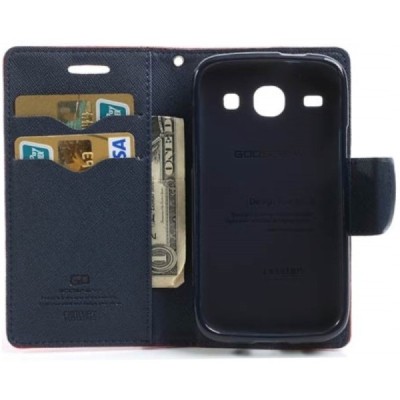 „Mercury“ Samsung Galaxy Core (i8260, i8262) raudonas odinis atverčiamas dėklas - piniginė / Priedai.lt