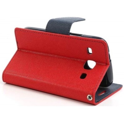 „Mercury“ Samsung Galaxy Core (i8260, i8262) raudonas odinis atverčiamas dėklas - piniginė / Priedai.lt