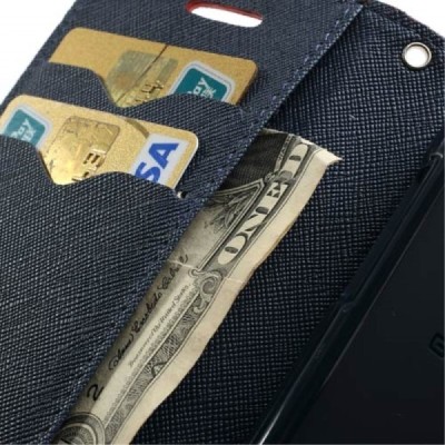 „Mercury“ Samsung Galaxy Core (i8260, i8262) raudonas odinis atverčiamas dėklas - piniginė / Priedai.lt