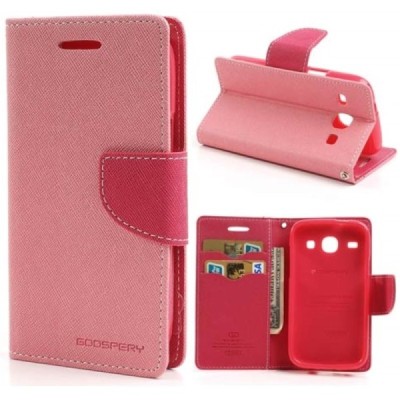 „Mercury“ Samsung Galaxy Core (i8260, i8262) rožinis odinis atverčiamas dėklas - piniginė / Priedai.lt