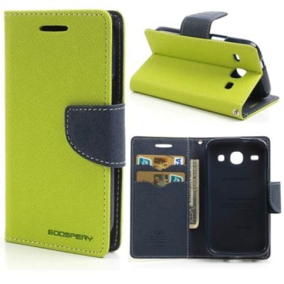 „Mercury“ Samsung Galaxy Core (i8260, i8262) žalias odinis atverčiamas dėklas - piniginė / Priedai.lt
