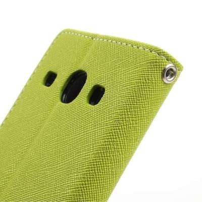 Samsung Galaxy Core (i8260, i8262) „Mercury“ atvērams zaļš ādas futrālis - maciņš / Vacins.lv