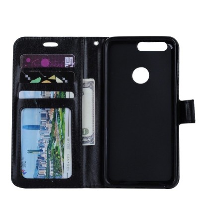 Huawei Honor 8 atvēramais ādas melns maciņš, grāmata (maks) | Vacins.lv