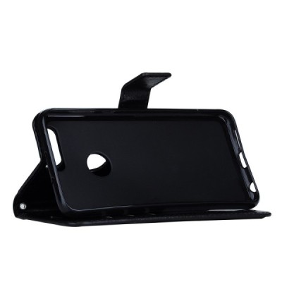 Huawei Honor 8 atvēramais ādas melns maciņš, grāmata (maks) | Vacins.lv