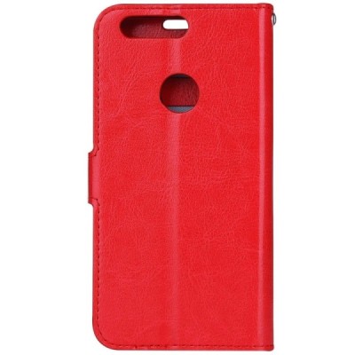 Huawei Honor 8 atverčiamas raudonas odinis dėklas, knygutė - piniginė / Priedai.lt