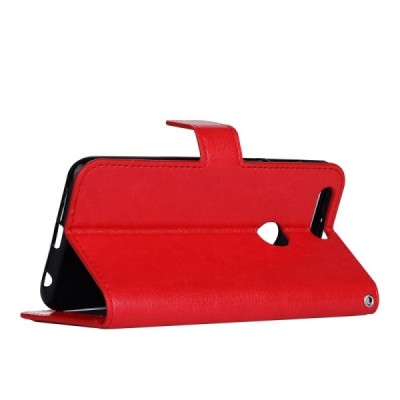 Huawei Honor 8 atverčiamas raudonas odinis dėklas, knygutė - piniginė / Priedai.lt