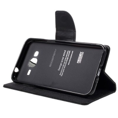 Samsung Galaxy J3 2016 (J310, J320) „Mercury“ atvērams melns ādas maciņš - maks / Vacins.lv