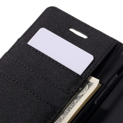 Samsung Galaxy J3 2016 (J310, J320) „Mercury“ atvērams melns ādas maciņš - maks / Vacins.lv