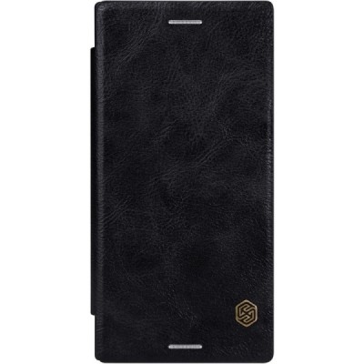 Prabangus „Nillkin“ Qin serijos juodas odinis atverčiamas Sony Xperia XZ dėklas - knygutė / Priedai.lt
