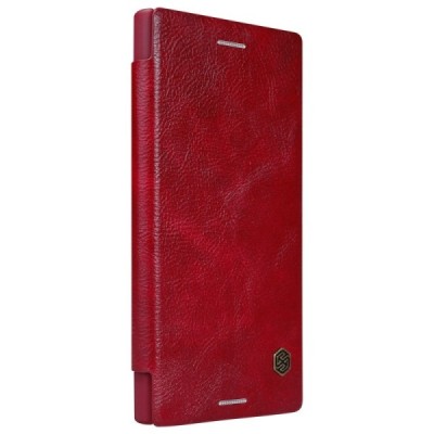 Prabangus „Nillkin“ Qin serijos raudonas odinis atverčiamas Sony Xperia XZ dėklas - knygutė / Priedai.lt