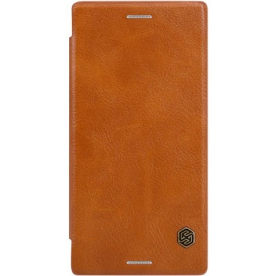 Greznais „Nillkin“ Qin sērijas ādas atvērams brūns Sony Xperia XZ maciņš (maks) / Vacins.lv