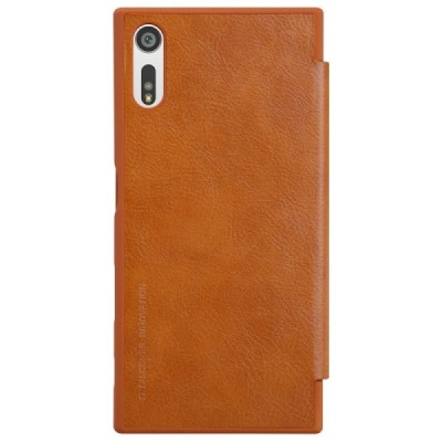 Greznais „Nillkin“ Qin sērijas ādas atvērams brūns Sony Xperia XZ maciņš (maks) / Vacins.lv