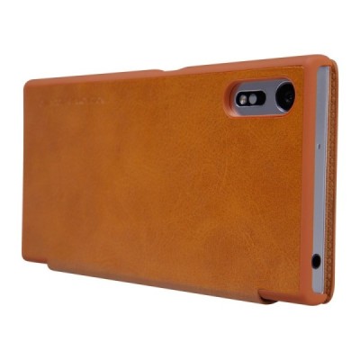 Greznais „Nillkin“ Qin sērijas ādas atvērams brūns Sony Xperia XZ maciņš (maks) / Vacins.lv