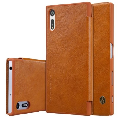 Greznais „Nillkin“ Qin sērijas ādas atvērams brūns Sony Xperia XZ maciņš (maks) / Vacins.lv