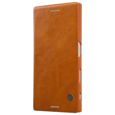 Greznais „Nillkin“ Qin sērijas ādas atvērams brūns Sony Xperia XZ maciņš (maks) / Vacins.lv