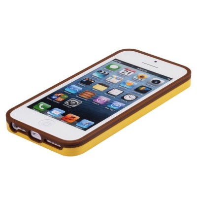 Geltonas/rudas „BASEUS“ kieto silikono Apple iPhone 5C dėklas (rėmelis) / Priedai.lt
