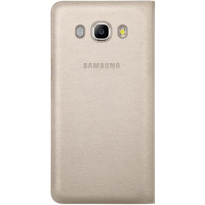 Samsung Galaxy J5 2016 (J510) originalus Flip Wallet Cover atverčiamas auksinis odinis dėklas - piniginė / Priedai.lt