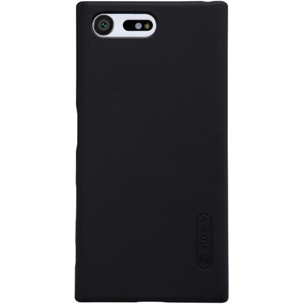 „Nillkin“ Frosted Shield dėklas - juodas + apsauginė ekrano plėvelė (Xperia X Compact)