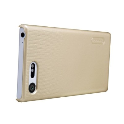 Nillkin Frosted Shield Sony Xperia X Compact (F5321) auksinis plastikinis dėklas + apsauginė ekrano plėvelė / Priedai.lt