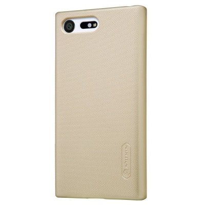 Nillkin Frosted Shield Sony Xperia X Compact (F5321) auksinis plastikinis dėklas + apsauginė ekrano plėvelė / Priedai.lt