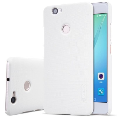 Huawei Nova Nillkin Frosted Shield baltas plastikinis dėklas + apsauginė ekrano plėvelė / Priedai.lt