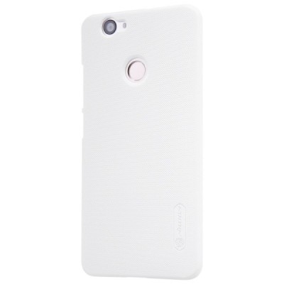 Huawei Nova Nillkin Frosted Shield baltas plastikinis dėklas + apsauginė ekrano plėvelė / Priedai.lt