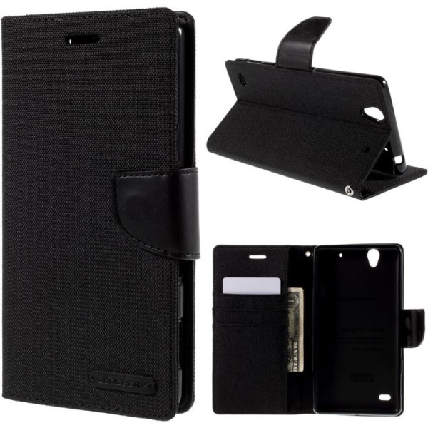 „Mercury“ atverčiamas dėklas, piniginė - juoda (Xperia C4)