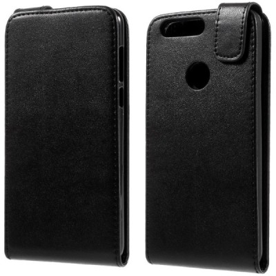 Honor 8 (Huawei Honor 8) klasisks ādas vertikāli atvēramais melns maciņš / Vacins.lv