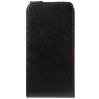 Honor 8 (Huawei Honor 8) klasikinis vertikaliai atverčiamas juodas odinis dėklas / Priedai.lt