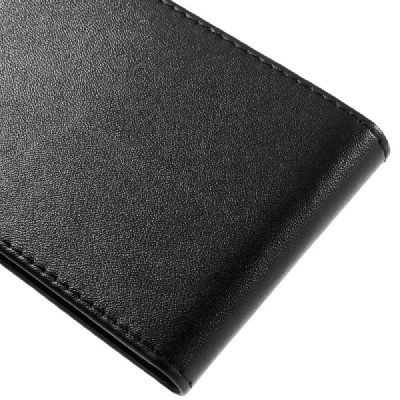 Honor 8 (Huawei Honor 8) klasikinis vertikaliai atverčiamas juodas odinis dėklas / Priedai.lt