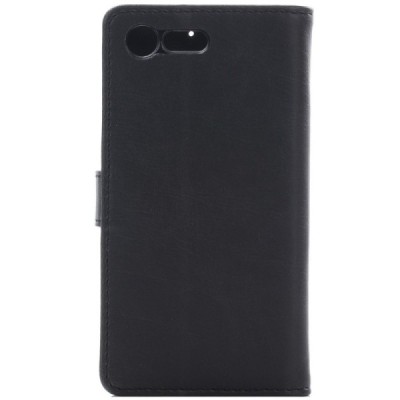Sony Xperia X Compact (F5321) atvēramais ādas melns retro maciņš (maks) / Vacins.lv