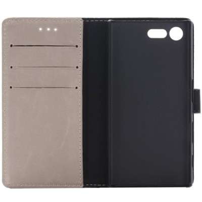 Sony Xperia X Compact (F5321) atvēramais ādas smilšains retro maciņš (maks) / Vacins.lv