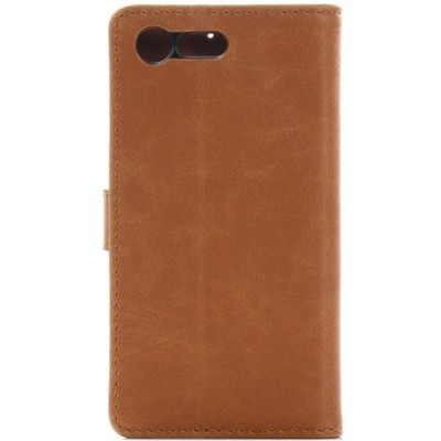 Sony Xperia X Compact (F5321) atvēramais ādas gaiši brūns retro maciņš (maks) / Vacins.lv