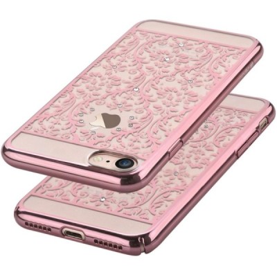 Apple iPhone 7 (iPhone 8) elegants Devia Crystal Baroque Swarovski dzidrs (caurspīdīgs) rozs plastmasas apvalks ar kristāliem / 