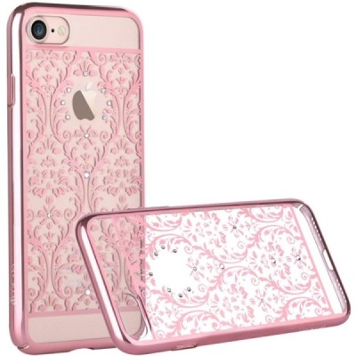 Apple iPhone 7 (iPhone 8) elegants Devia Crystal Baroque Swarovski dzidrs (caurspīdīgs) rozs plastmasas apvalks ar kristāliem / 