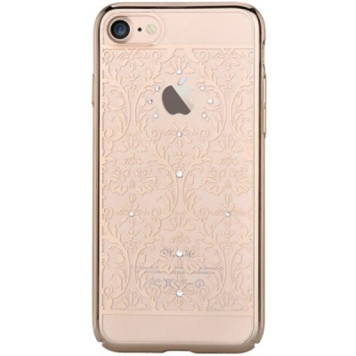 Apple iPhone 7 (iPhone 8) elegants Devia Crystal Baroque Swarovski dzidrs (caurspīdīgs) zelta plastmasas apvalks ar kristāliem /